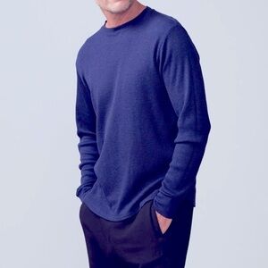 Monrow Light Navy Long Sleeve Thermal Crewneck